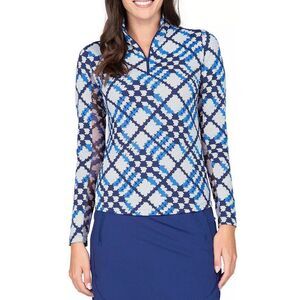 NEW IBKUL Women's Long Sleeve Mock‎ Neck Sonika Golf Pullover XL a2